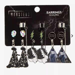 Bride of Frankenstein Monsters Nickel-Free Cuff Earring Set